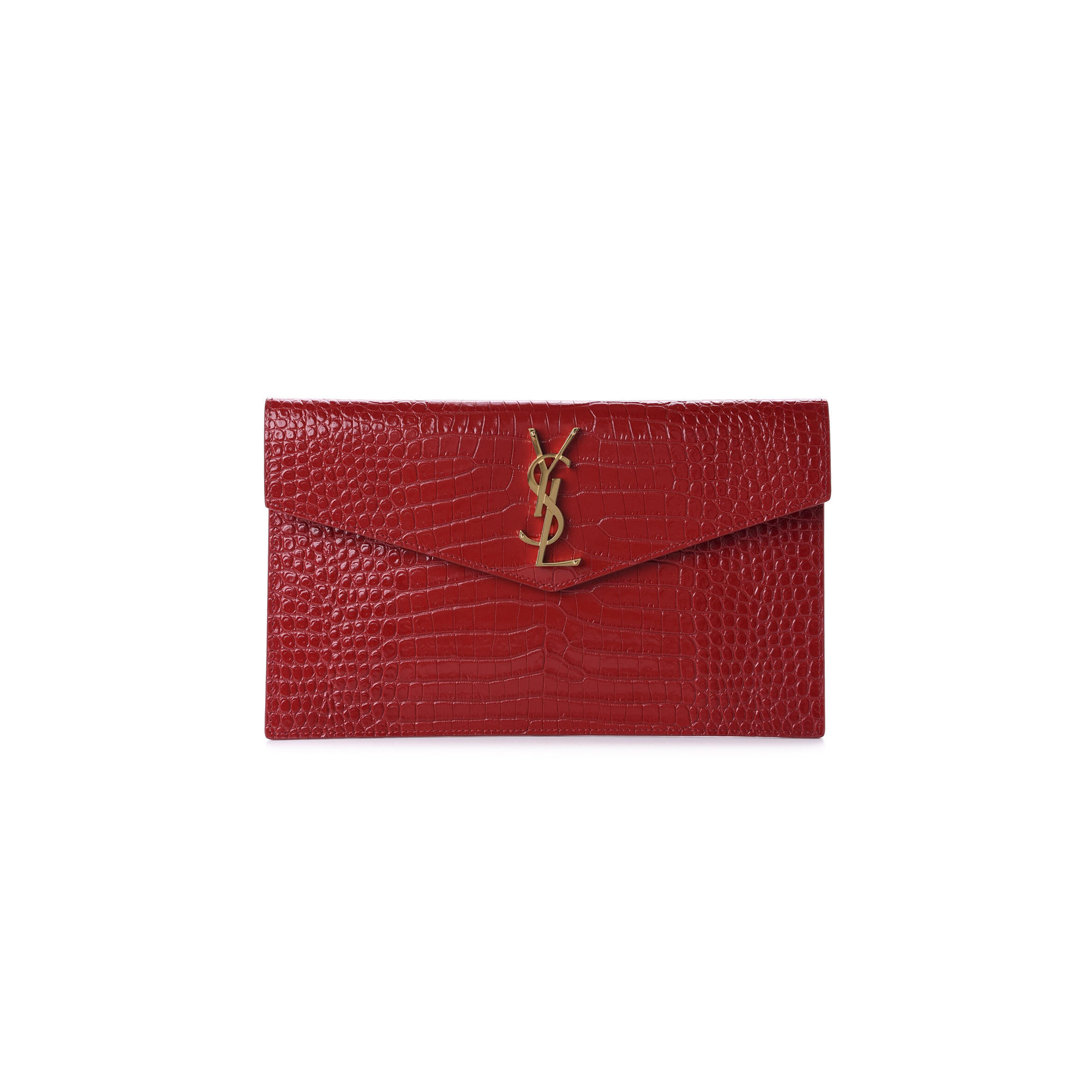 Y51 UPTOWN POUCH IN CROCODILE-EMBOSSED SHINY LEATHER 565739607072 (27*16*2cm) Master Quality